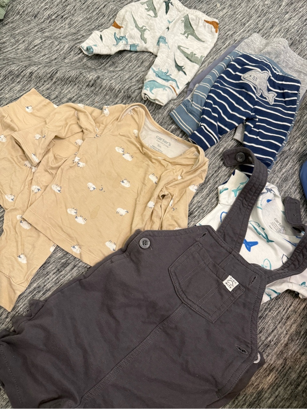 Carter's Navy Blue Toddler Overalls with Neutral Mix Pajama Pieces